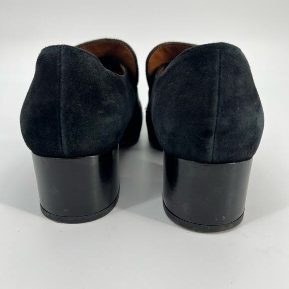 Aquatalia Carmeline Loafer Womens 10 Black Suede Leather Heeled Square Toe Italy - Picture 6 of 9